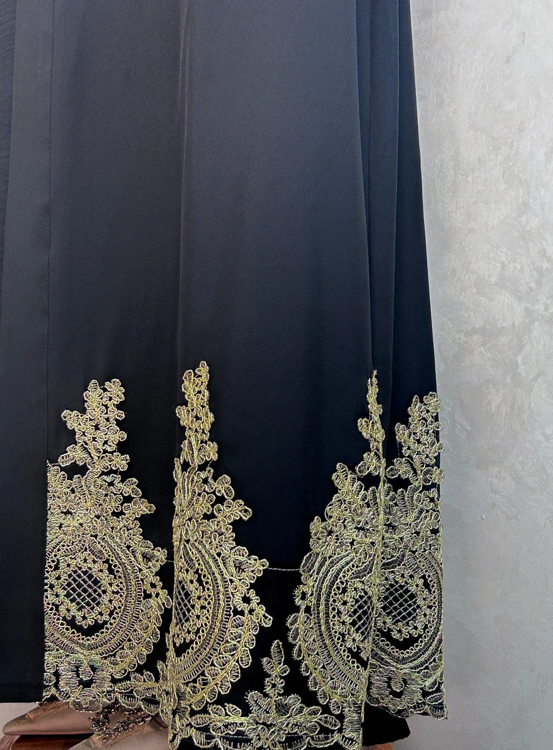 slim fit dress slacks Lm015 Luxury Gold Embroidered Open Abaya