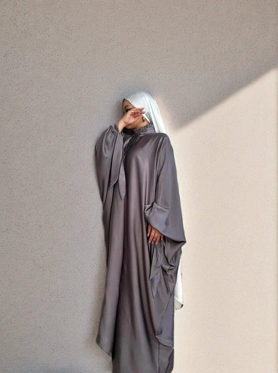 LM019 Butterfly Abaya in Various Colors | Elegant Flowing Islamic Dress for Women - LM019-LILAC GREY-Size 1 LumosModesty
