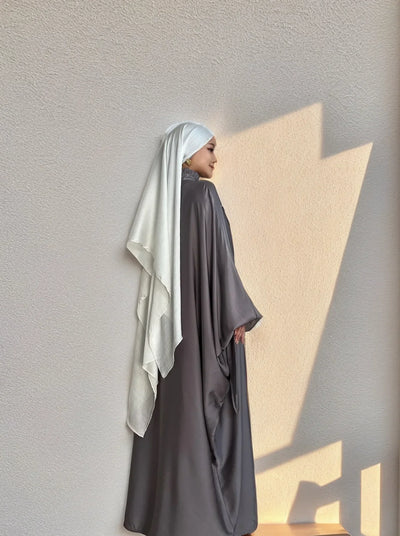 LM019 Butterfly Abaya in Various Colors | Elegant Flowing Islamic Dress for Women - LM019-LILAC GREY-Size 1 LumosModesty