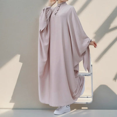 LM019 Butterfly Abaya in Various Colors | Elegant Flowing Islamic Dress for Women - LM019-LILAC GREY-Size 1 LumosModesty