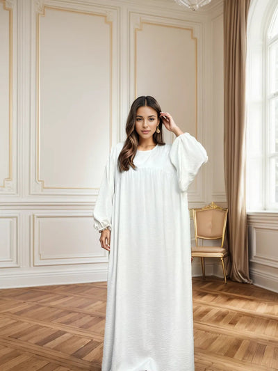 LM021 Elegant Balloon Sleeves Abaya with Pockets | Modest Islamic Dress for Women