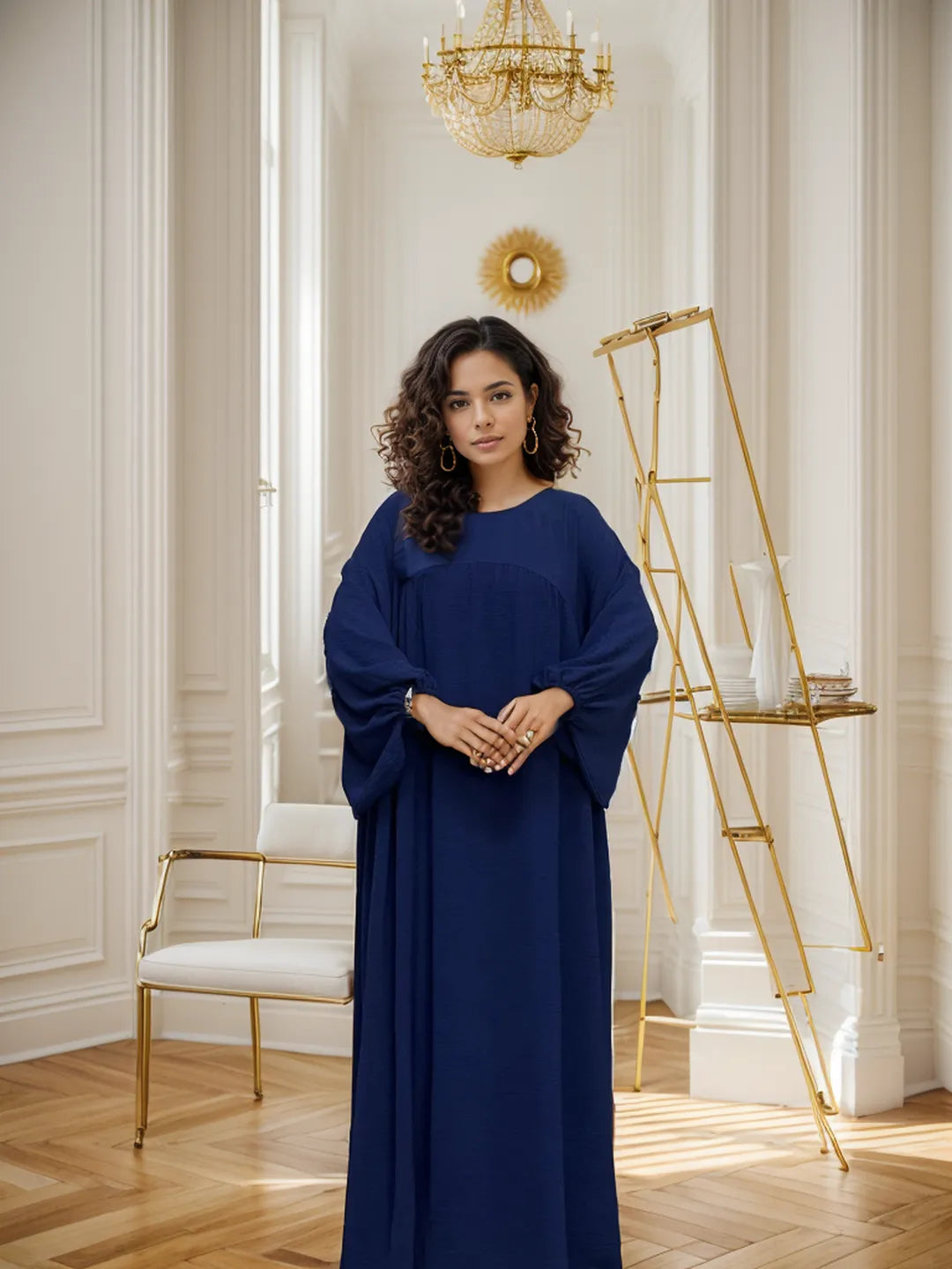 LM021 Elegant Balloon Sleeves Abaya with Pockets | Modest Islamic Dress for Women