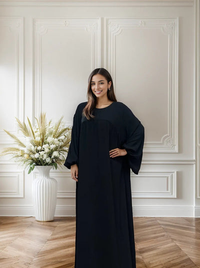 LM021 Elegant Balloon Sleeves Abaya with Pockets | Modest Islamic Dress for Women
