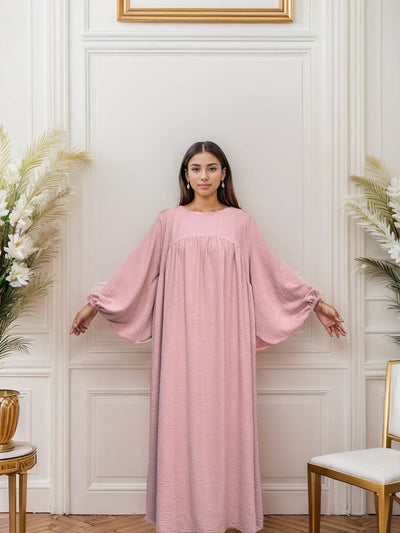 LM021 Elegant Balloon Sleeves Abaya with Pockets | Modest Islamic Dress for Women