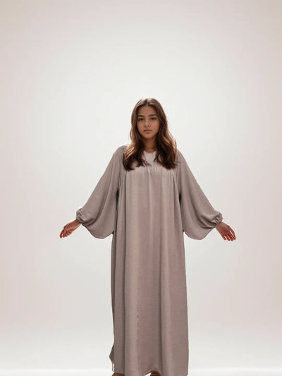 LM021 Elegant Balloon Sleeves Abaya with Pockets | Modest Islamic Dress for Women