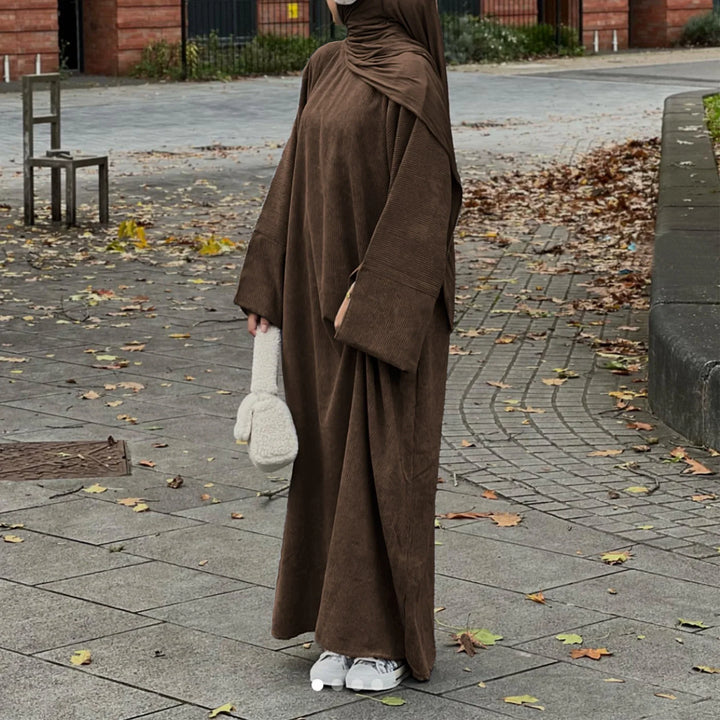 Corduroy Abaya Winter Maxi Dress LM049