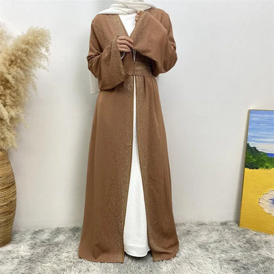 LM061 Galaxy Glitter Abaya with Rhinestone and Diamond Embellishments and Belt | Modest Islamic Wear for Women - LM061-Black-S (52) LumosModesty