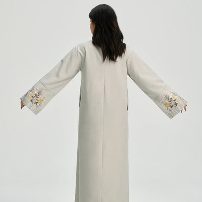 LM086 Floral Embroidery Ramadan Prayer Robe with Belt & Pockets | Modest Islamic Dress for Daily & Eid Wear - LM-Pink-S (52) LumosModesty