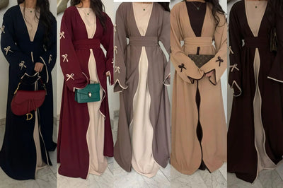 LM088 Coquette Abaya Cardigan | TikTok Trend 2025 Modest Nidha Silk Design - LM088-Black-S (52) LumosModesty