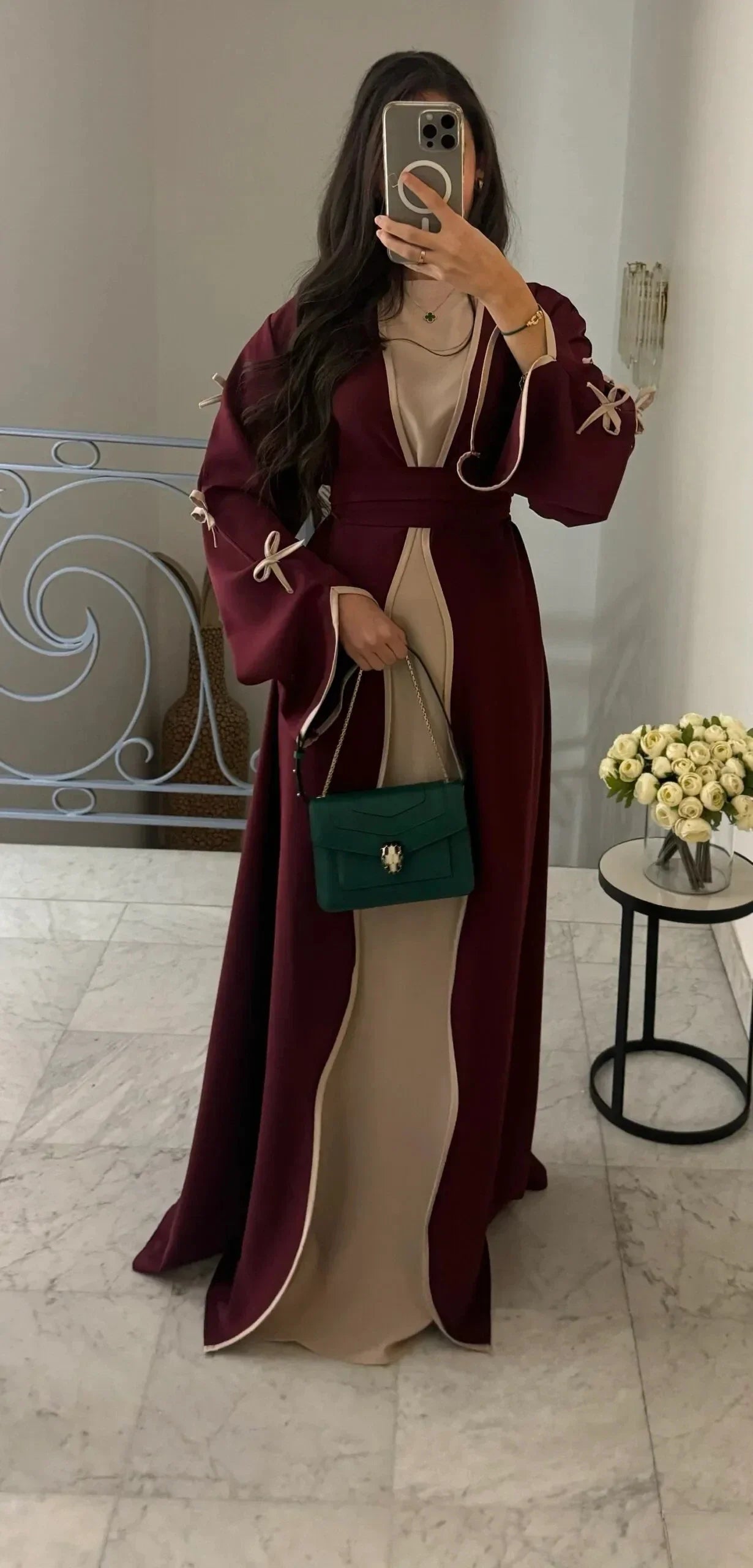 LM088 Coquette Abaya Cardigan | TikTok Trend 2025 Modest Nidha Silk Design - LM088-Black-S (52) LumosModesty