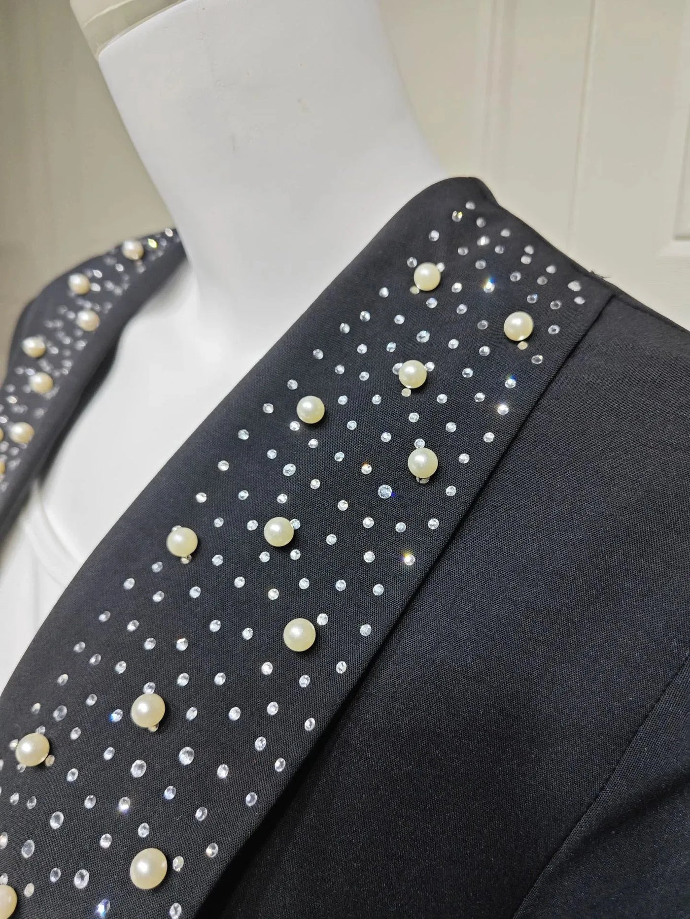 LM097 Pearl Beaded Khaleeji Abaya Cardigan – Modest Eid & Iftar Open Kaftan - LM097-Black-S (52) LumosModesty