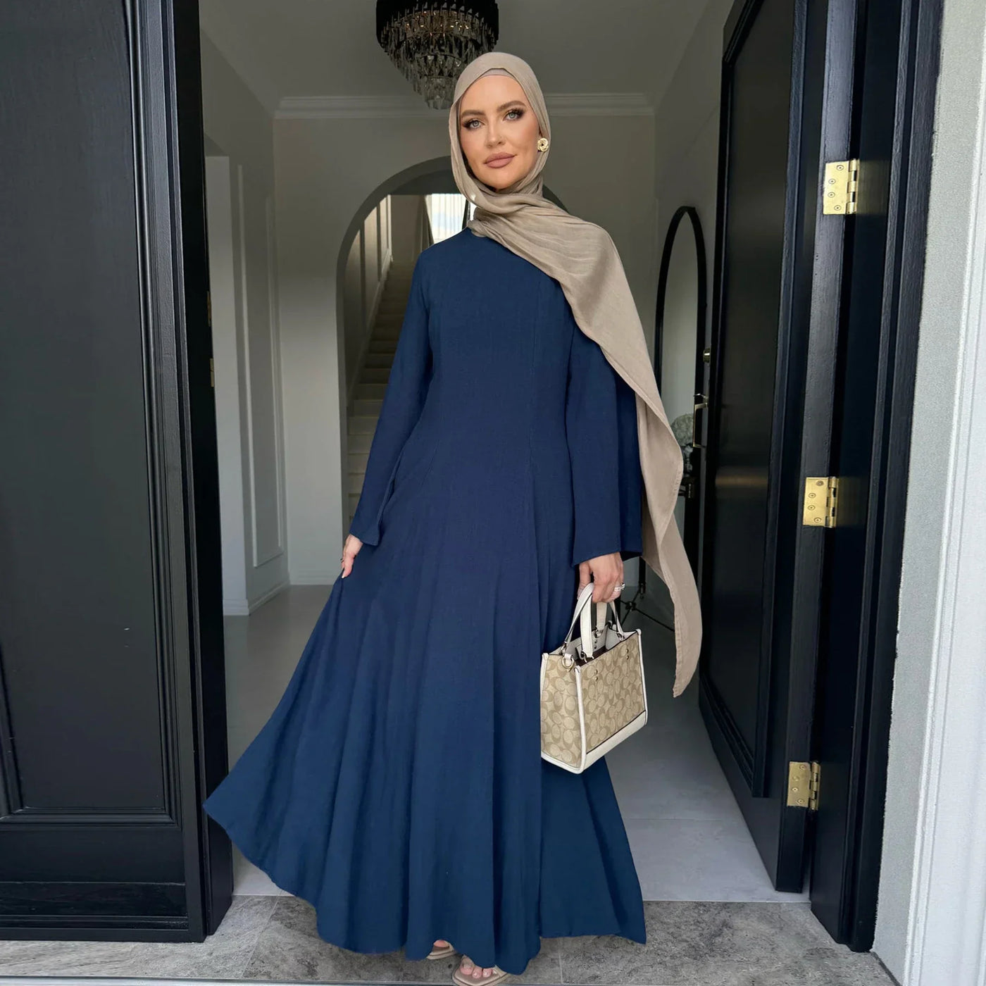LM100 Elegant Tie-back Linen Cotton Abaya – Slim Fit, Size Up for Comfort | Modest Eid Dress - LM100-Light Green-S (52) LumosModesty