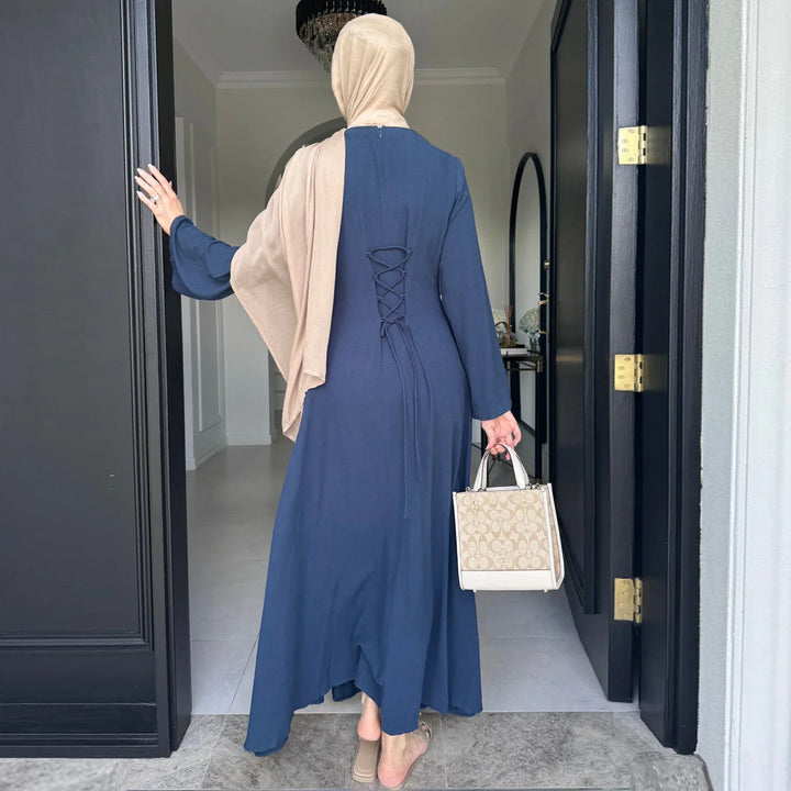fitted abaya dress Elegant Swinging Sleeve Silk Satin Abaya Dress