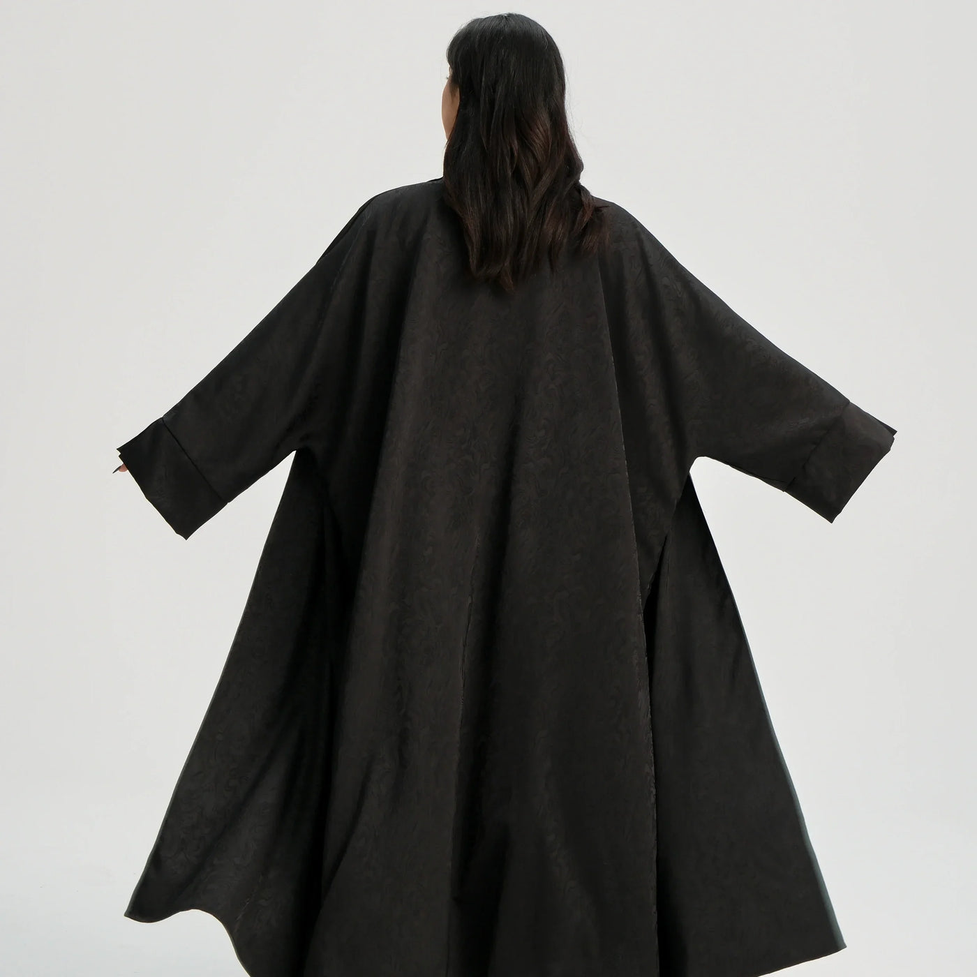 LM120 Jacquard Open Abaya | Split Sleeve Khaleeji Kaftan Cardigan - LM120-Minty Blue-FREE SIZE-Cardiagn Only LumosModesty