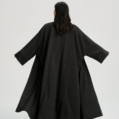 LM120 Jacquard Open Abaya | Split Sleeve Khaleeji Kaftan Cardigan - LM120-Minty Blue-FREE SIZE-Cardiagn Only LumosModesty