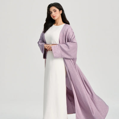 LM120 Jacquard Open Abaya | Split Sleeve Khaleeji Kaftan Cardigan - LM120-Minty Blue-FREE SIZE-Cardiagn Only LumosModesty