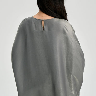 LM123 Butterfly Abaya Kaftan with Adjustable Belt – Shiny Modest Batwing Dress - LM123-Dark Grey-FREE SIZE LumosModesty