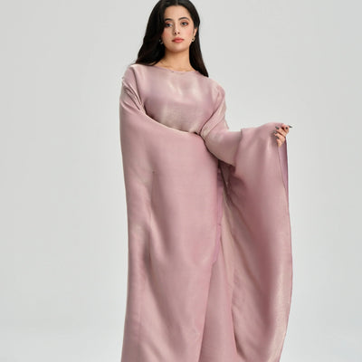 LM123 Butterfly Abaya Kaftan with Adjustable Belt – Shiny Modest Batwing Dress - LM123-Dark Grey-FREE SIZE LumosModesty