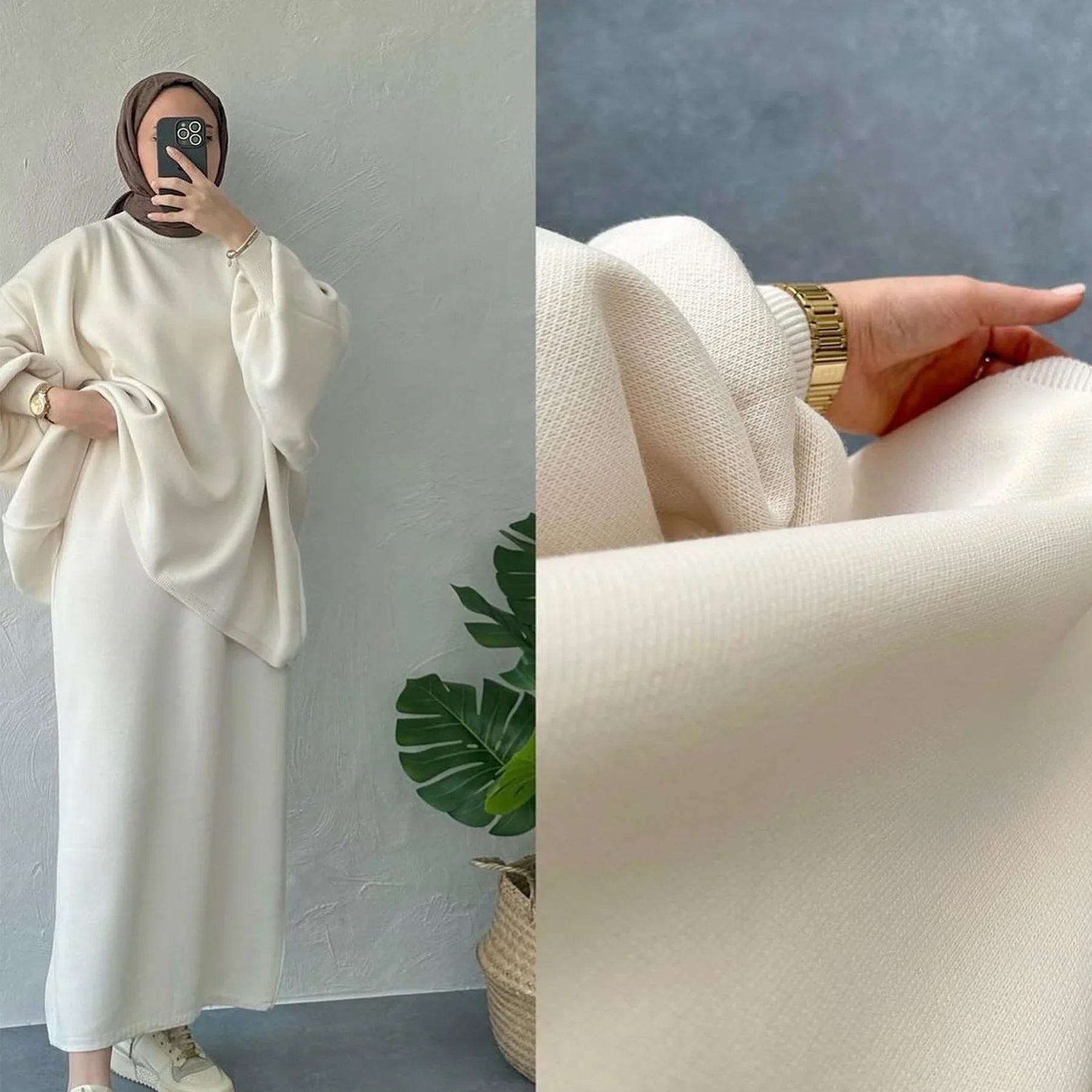 Modest Set Winter Knit Modest Set – LM224 | 2-Piece Top + Maxi Skirt – LumosModesty