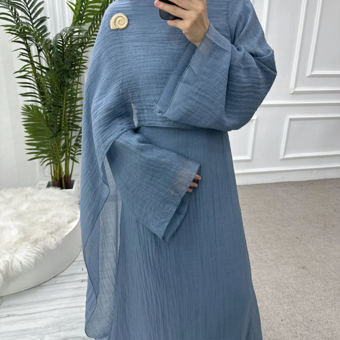 layered abaya dress Chiffon Asymmetric Tiered Maxi Dress(MS368), Purple / XL