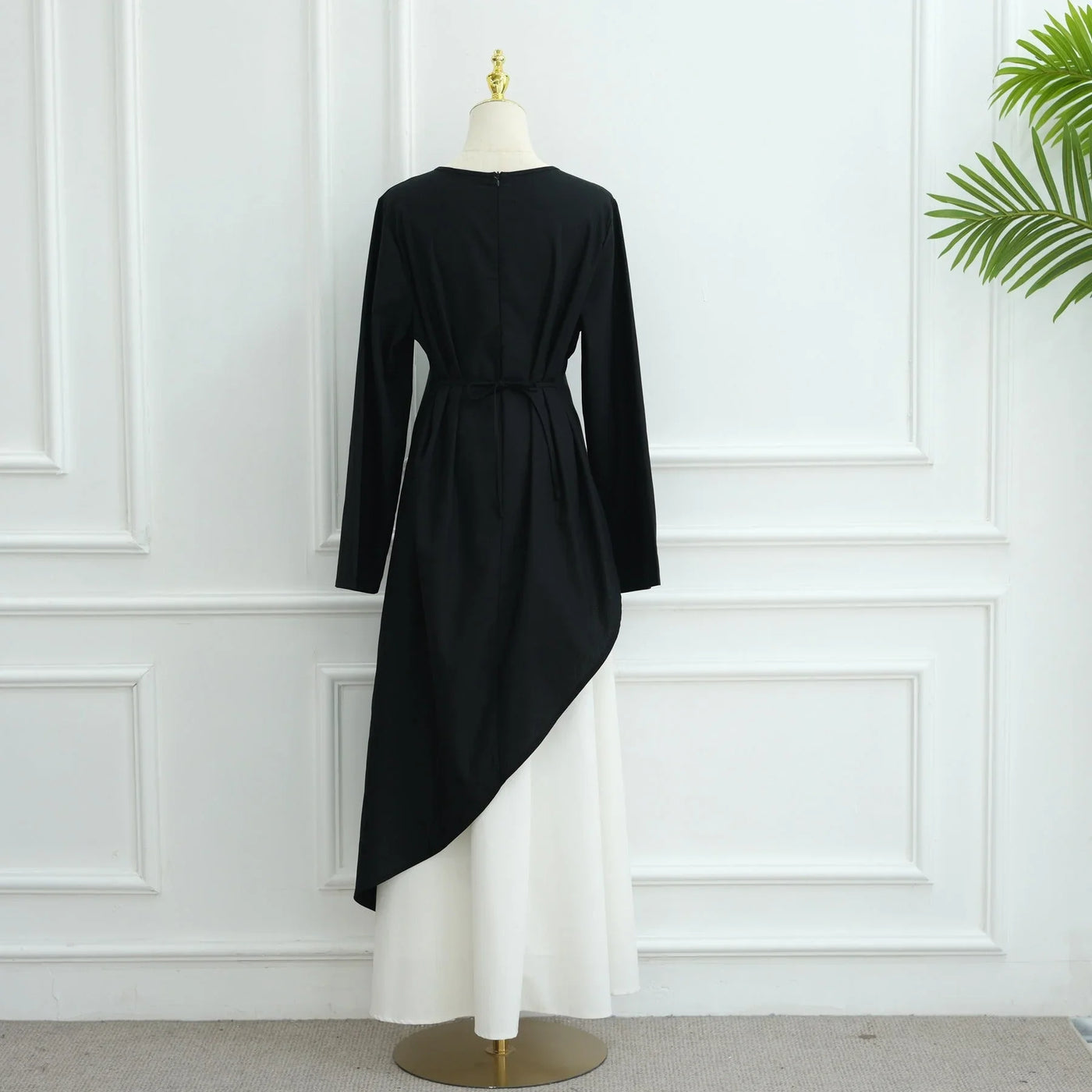 Cotton Linen Two-Piece Set - LM306 Asymmetric Top & Maxi Skirt   LumosModesty