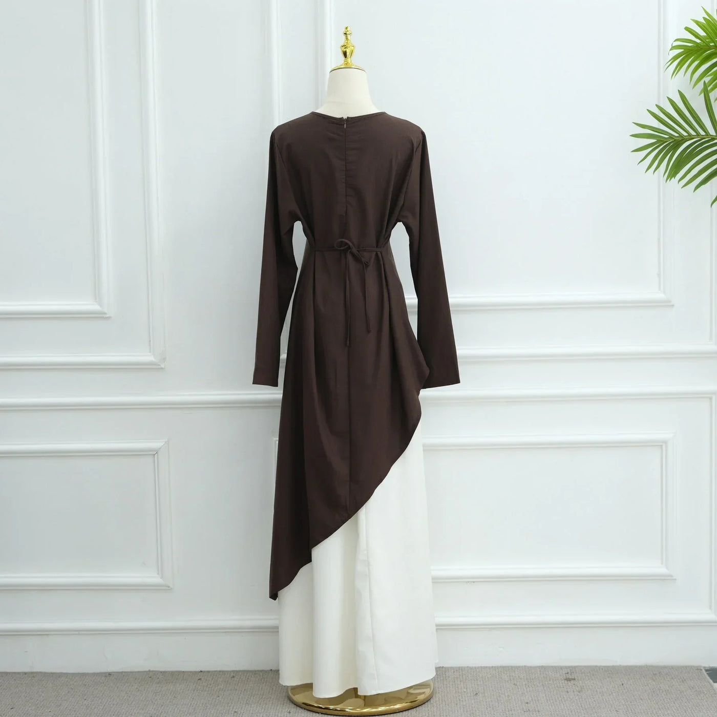 Cotton Linen Two-Piece Set - LM306 Asymmetric Top & Maxi Skirt LumosModesty Cotton Linen Two-Piece Set - LM306 Asymmetric Top & Maxi Skirt LumosModesty