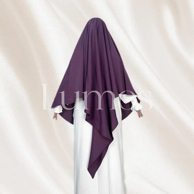 LM501 One Layer Nidha Khimar | Lightweight Travel-Friendly Modest Headscarf - LM501-LILAC DARK GREY-One size fits all LumosModesty