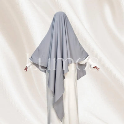LM501 One Layer Nidha Khimar | Lightweight Travel-Friendly Modest Headscarf - LM501-LILAC DARK GREY-One size fits all LumosModesty