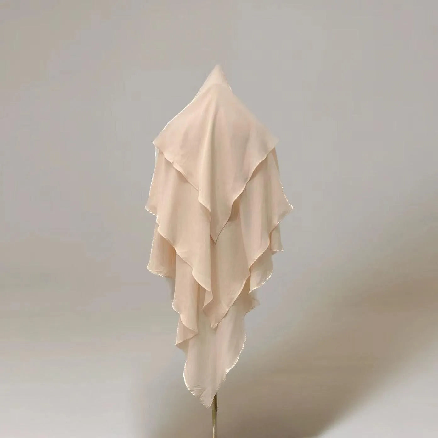 LM503 Three Layer Chiffon Khimar – Lightweight Modest Islamic Headscarf for Women - LM503-BEIGE LumosModesty