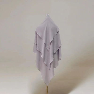 LM503 Three Layer Chiffon Khimar – Lightweight Modest Islamic Headscarf for Women - LM503-BEIGE LumosModesty