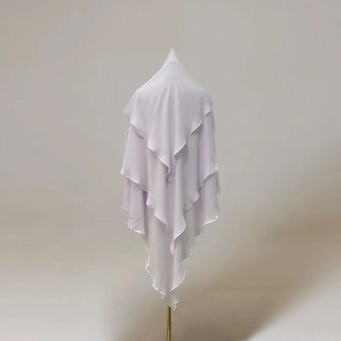 LM503 Three Layer Chiffon Khimar – Lightweight Modest Islamic Headscarf for Women - LM503-BEIGE LumosModesty
