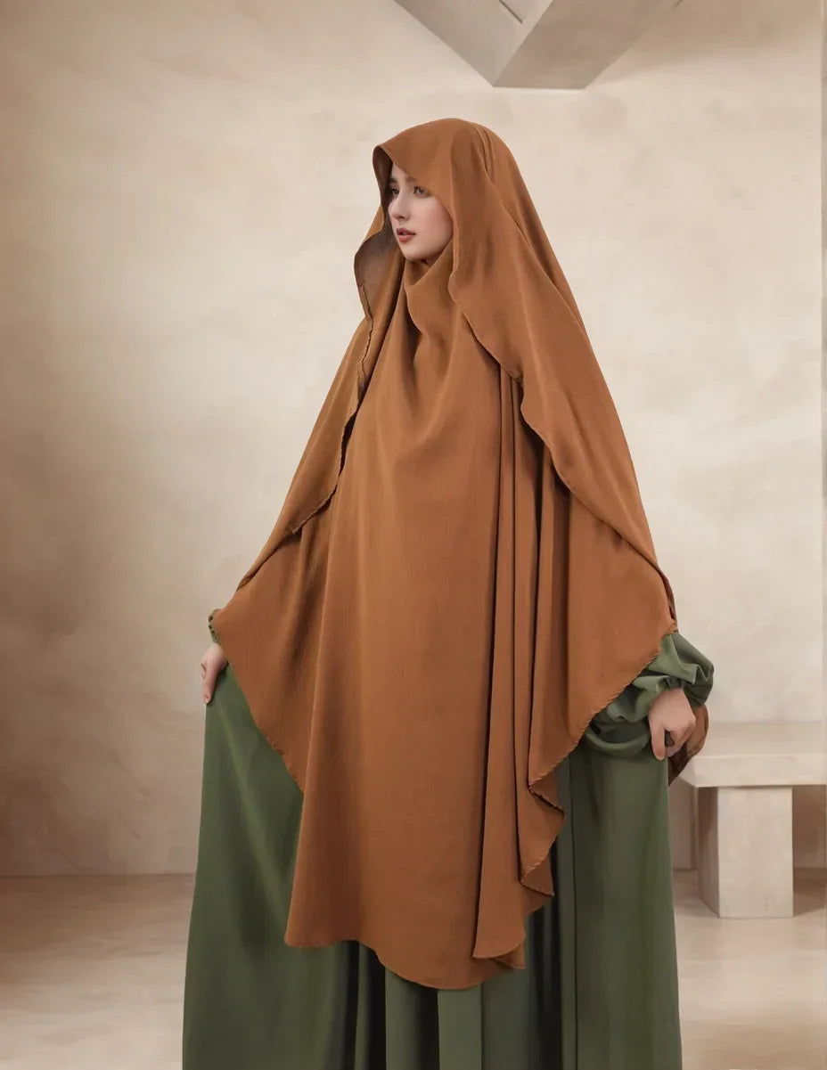 LM505 Cape Khimar One Layer Maxi Scarf Crepe Jazz Ironless Modest - LM505-Black LumosModesty