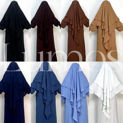 LM508 Two Layers Crepe Khimar | Lightweight Modest Islamic Headscarf for Women - LumosModesty