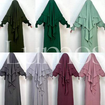 LM508 Two Layers Crepe Khimar | Lightweight Modest Islamic Headscarf for Women - LumosModesty