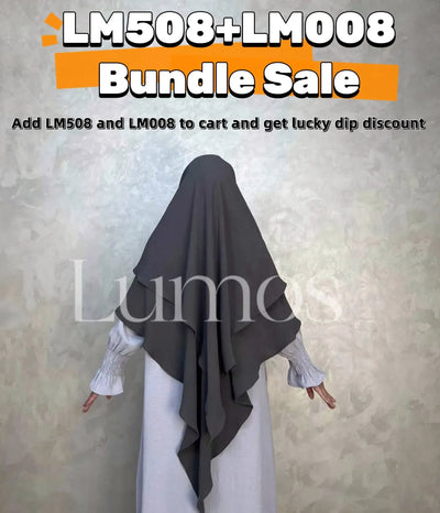 LM508 Two Layers Crepe Khimar – Modest Lightweight Headscarf for Prayer & Everyday Wear - LumosModesty