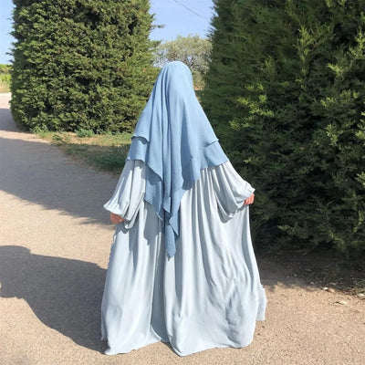 LM508 Two Layers Crepe Khimar – Modest Lightweight Headscarf for Prayer & Everyday Wear - LumosModesty