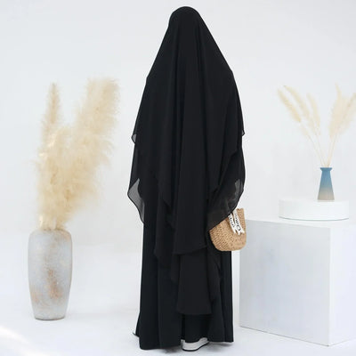 LM510 Double Layers Long Khimar in Maxi Chiffon | Lightweight Modest Islamic Headscarf for Women - LM510-Hazel LumosModesty