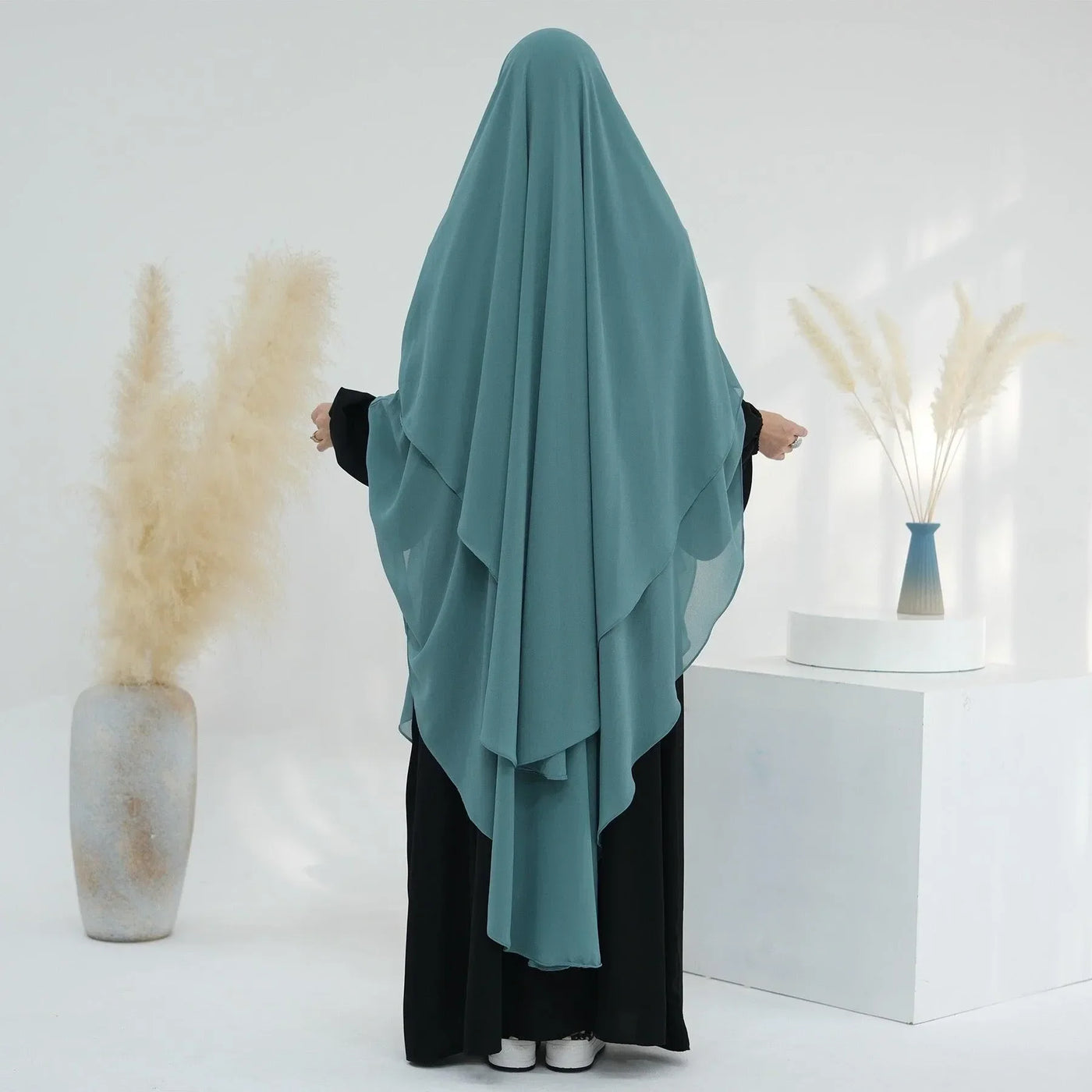 LM510 Double Layers Long Khimar in Maxi Chiffon | Lightweight Modest Islamic Headscarf for Women - LM510-Hazel LumosModesty