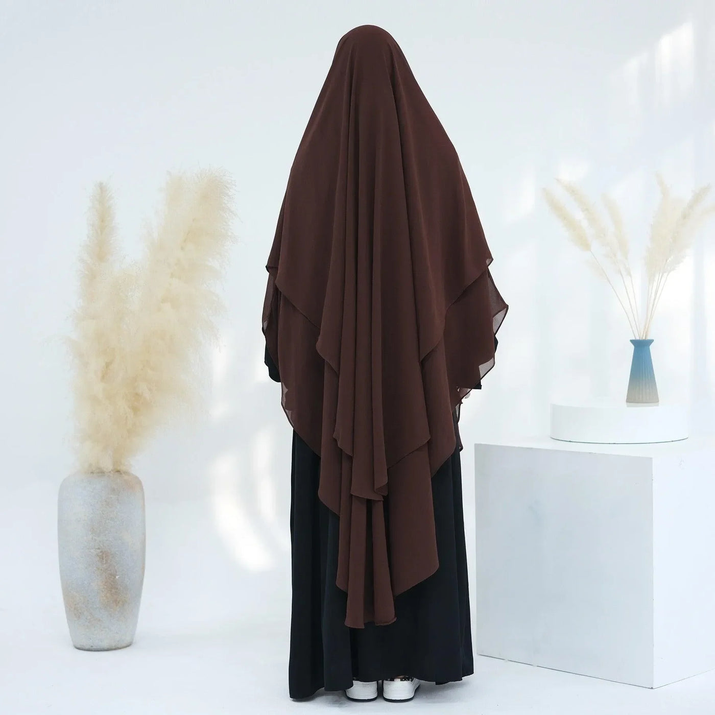 LM510 Double Layers Long Khimar in Maxi Chiffon | Lightweight Modest Islamic Headscarf for Women - LM510-Hazel LumosModesty