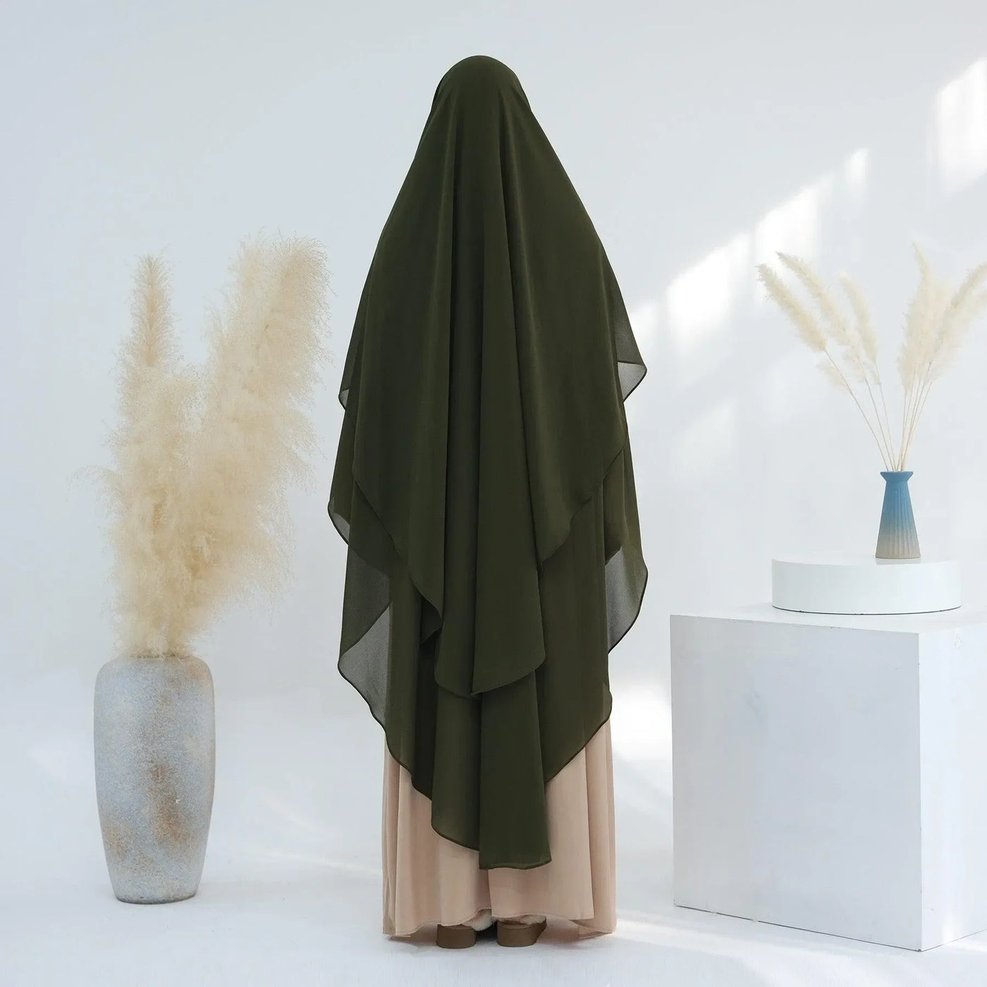 LM510 Double Layers Long Khimar in Maxi Chiffon | Lightweight Modest Islamic Headscarf for Women - LM510-Hazel LumosModesty