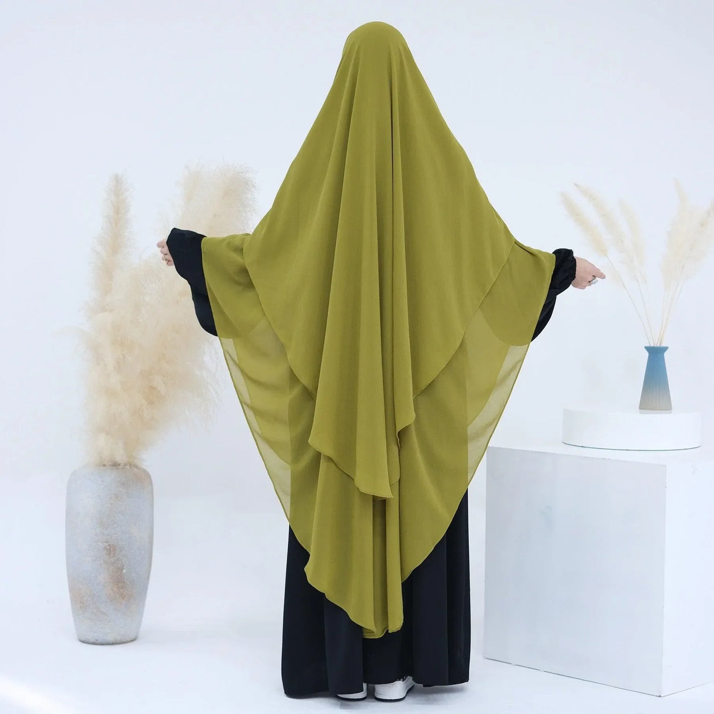 LM510 Double Layers Long Khimar in Maxi Chiffon | Lightweight Modest Islamic Headscarf for Women - LM510-Hazel LumosModesty