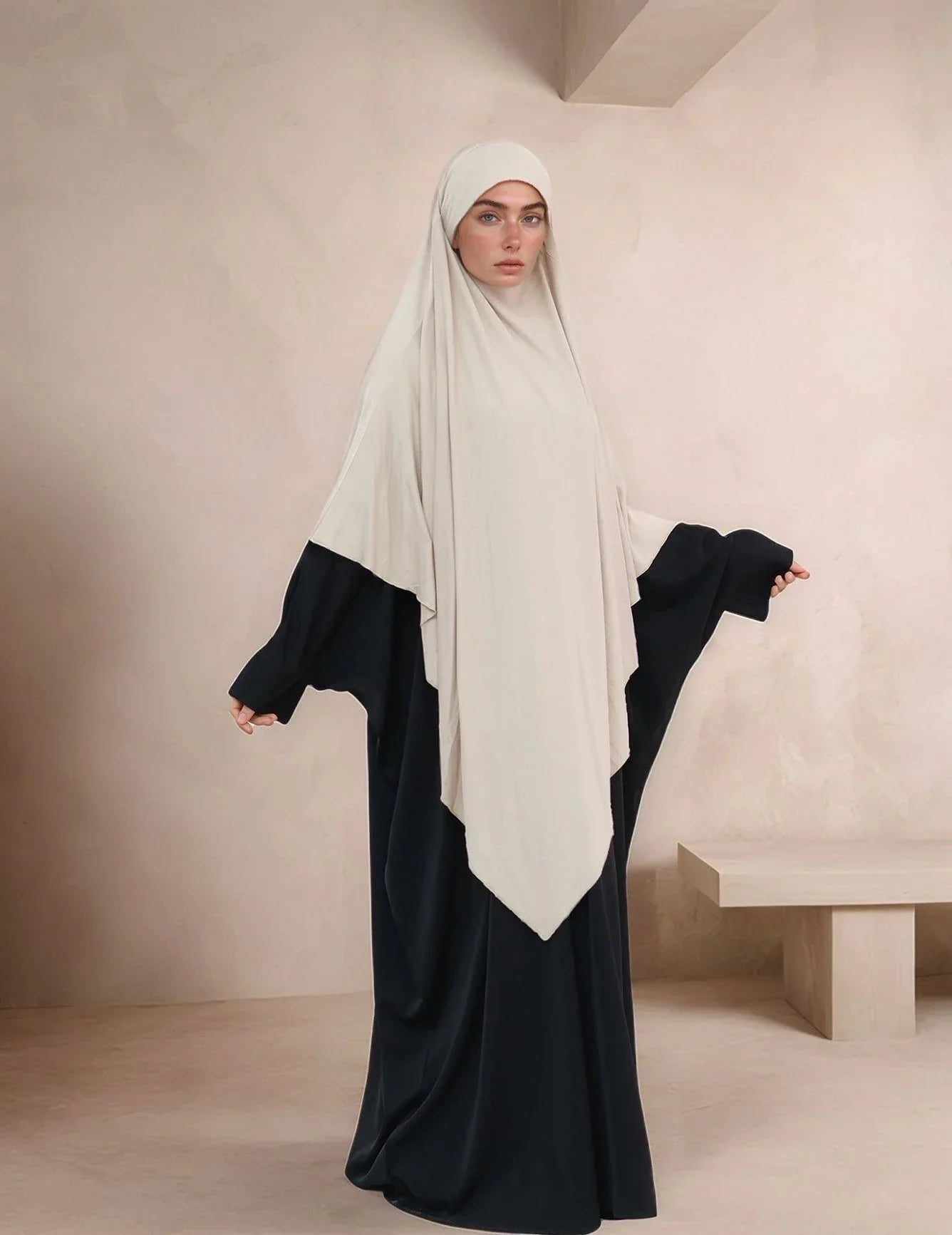 LM517 Jersey Long Khimar | One Layer Maxi Headscarves | Tudong Prayer Shawl for Muslim Women - LM517-Dark Brown-FREE SIZE LumosModesty