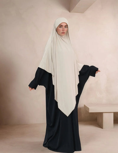 LM517 Jersey Long Khimar | One Layer Maxi Headscarves | Tudong Prayer Shawl for Muslim Women - LM517-Dark Brown-FREE SIZE LumosModesty