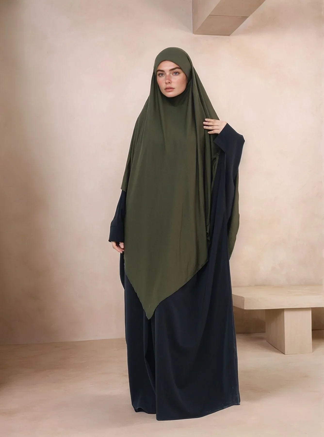 LM517 Jersey Long Khimar | One Layer Maxi Headscarves | Tudong Prayer Shawl for Muslim Women - LM517-Dark Brown-FREE SIZE LumosModesty