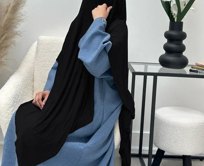 LM517 Jersey Long Khimar | One Layer Maxi Headscarves | Tudong Prayer Shawl for Muslim Women - LM517-Dark Brown-FREE SIZE LumosModesty