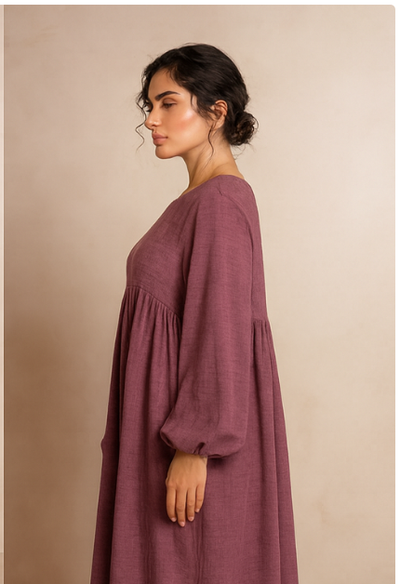 LM020 Nursing-Friendly Abaya – Round-Neck Zip Pocket, Plus-Size Maxi Prayer/Umrah Dress
