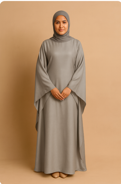 LM079 Plus Size Kaftan Abaya – Shiny Eid & Iftar Batwing Dress with Belt