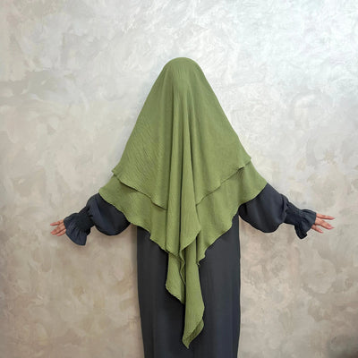 LM508 Two Layers Crepe Khimar | Lightweight Modest Islamic Headscarf for Women - LumosModesty