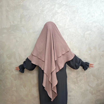 LM508 Two Layers Crepe Khimar | Lightweight Modest Islamic Headscarf for Women - LumosModesty